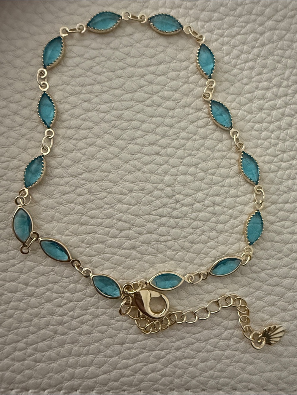 18K Gold-Filled Anklet with Blue Marquise Crystal Links *NEW